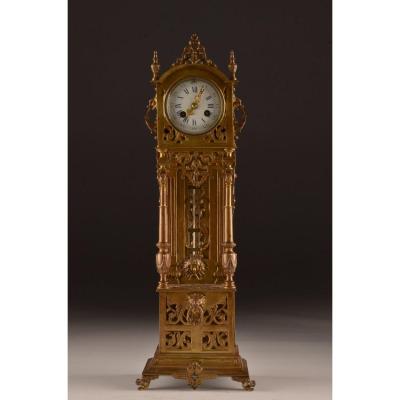 Small Bronze Clock. Rare. H. 52 Cm.