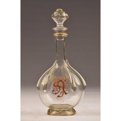 Decanter Emile Gallé. H. 27.5 Cm.