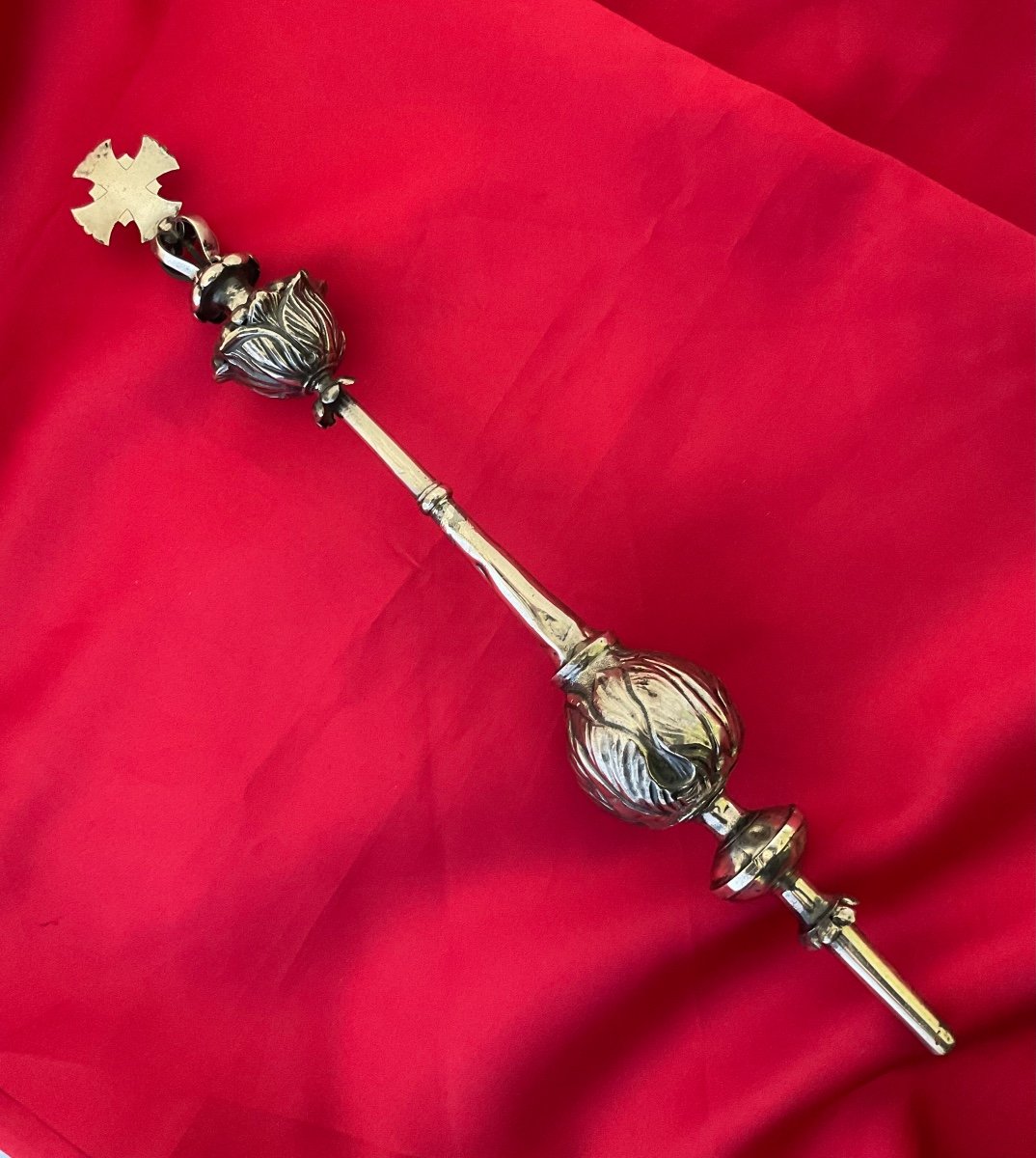 Sceptre De Vierge En Argent Massif époque 17éme Siècle 