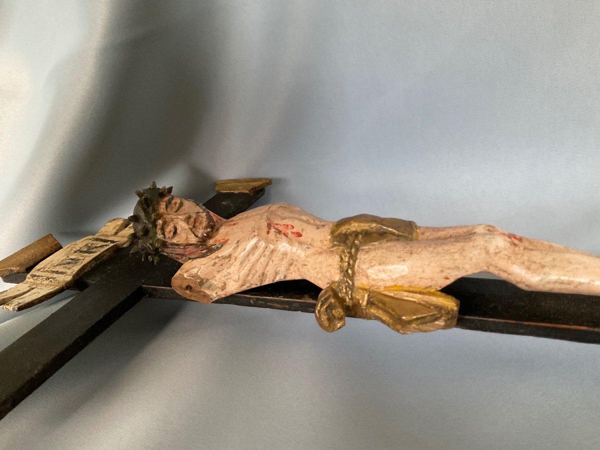Christ In Polychrome Wood, 18th Century Period-photo-4