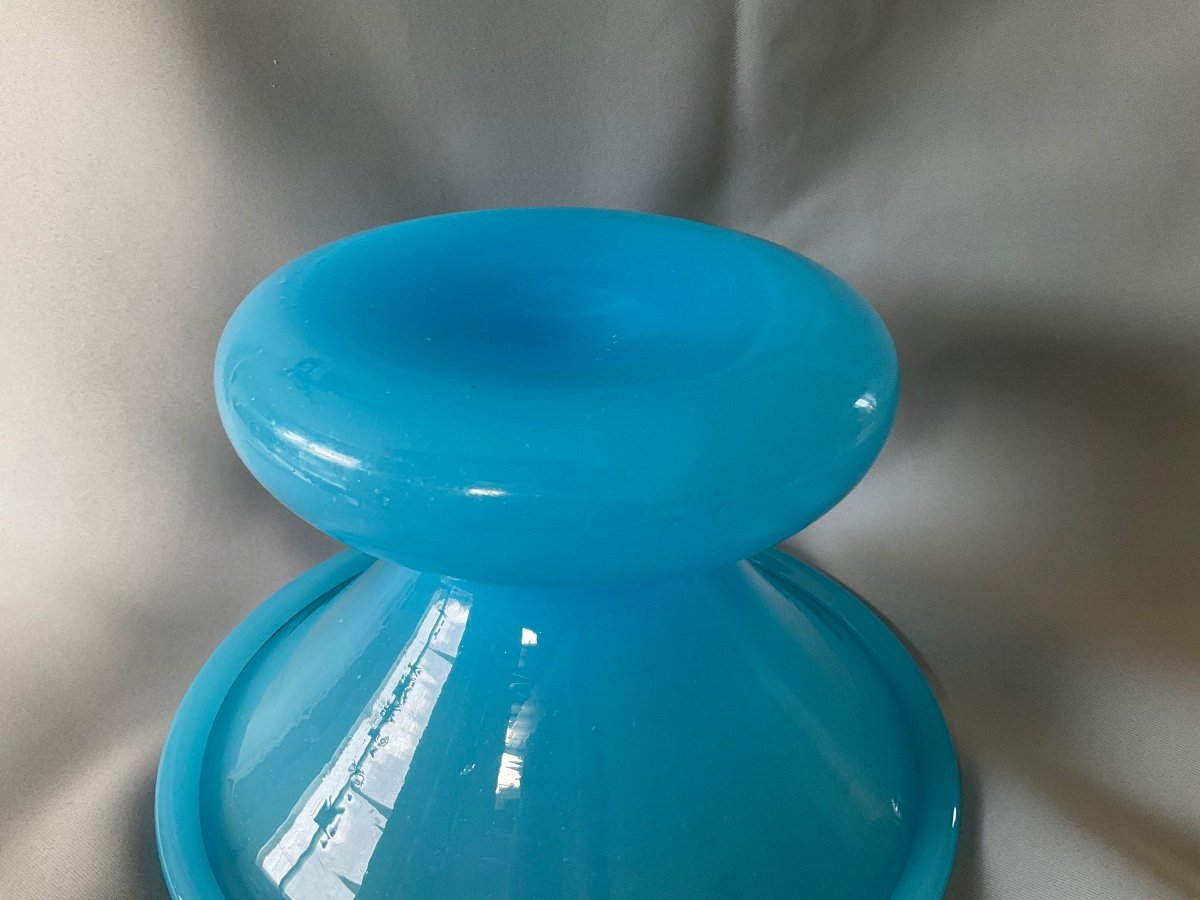 Opaline De Cristal Bleu Turquoise 19éme Siècle -photo-4