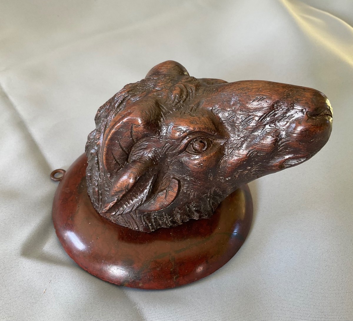 Tête De Bélier Sculpté En Chêne Fin 19éme Siècle -photo-3
