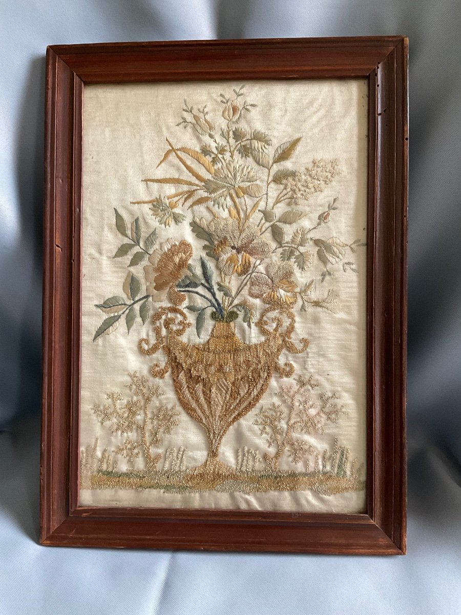 Embroidered Silk Early 19th Century-photo-1