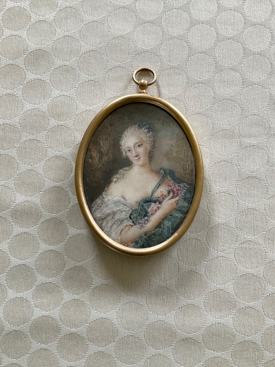 Portrait On Ivory < Young Naked Woman > Late 18th Century -photo-3