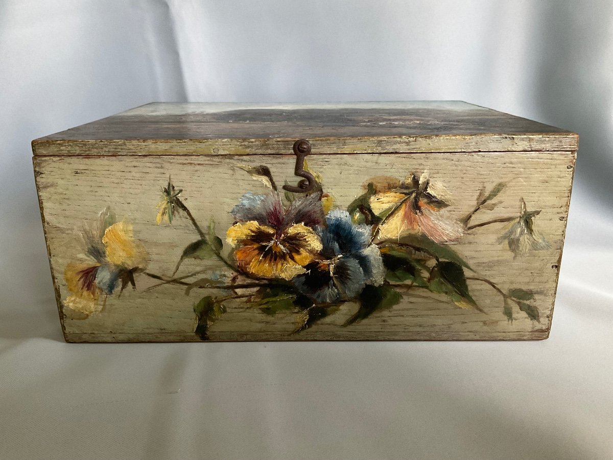 Painted Wooden Box Late 19th Early 20th Century -photo-2