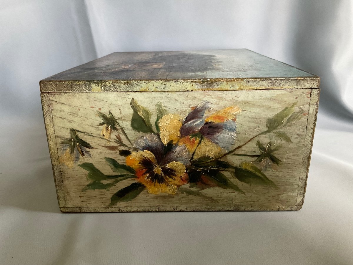 Painted Wooden Box Late 19th Early 20th Century -photo-3