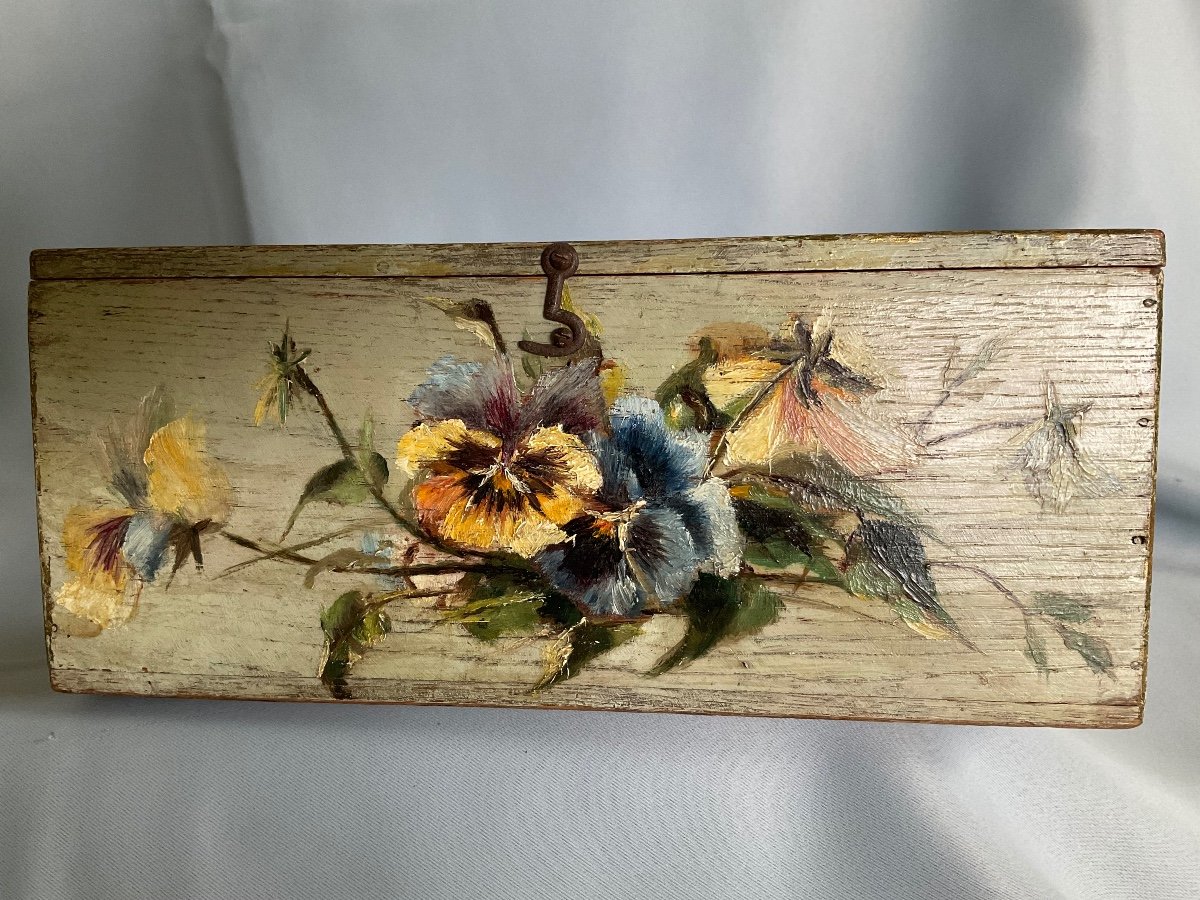 Painted Wooden Box Late 19th Early 20th Century -photo-2