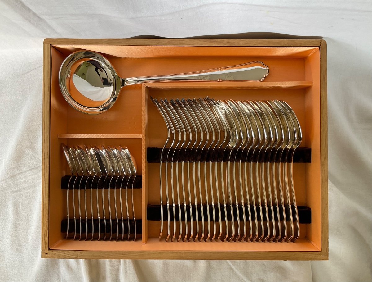 Cutlery Set In Silver Metal 93 Pieces Goldsmith Noël Collet Paris 