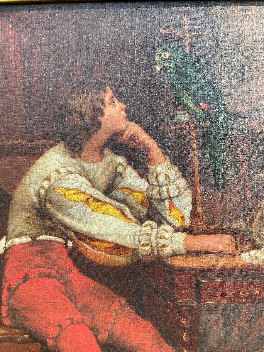 Peinture Troubadour Daté 1875-photo-3