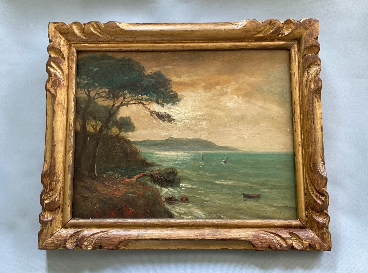 Toulon Painting On Cardboard Early 20th Century 