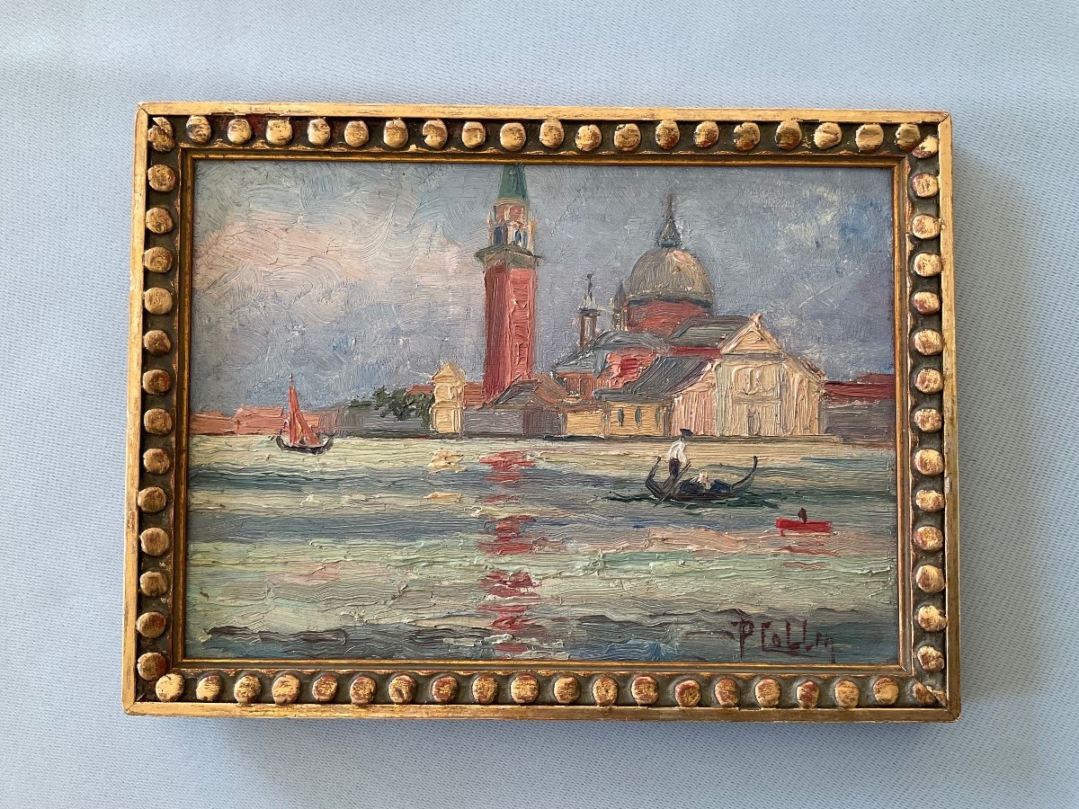Venice Oil On Panel Late 19th Century -photo-3