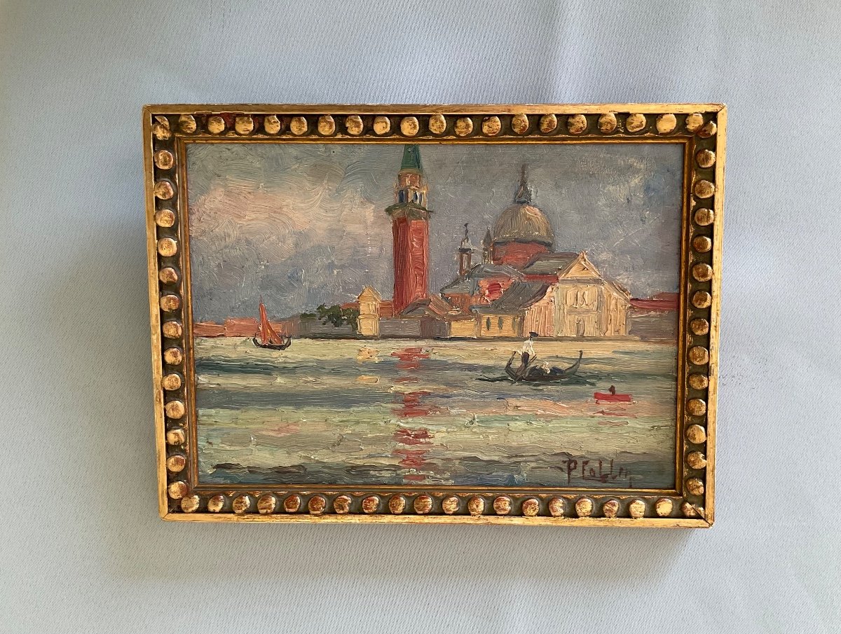 Venice Oil On Panel Late 19th Century -photo-1
