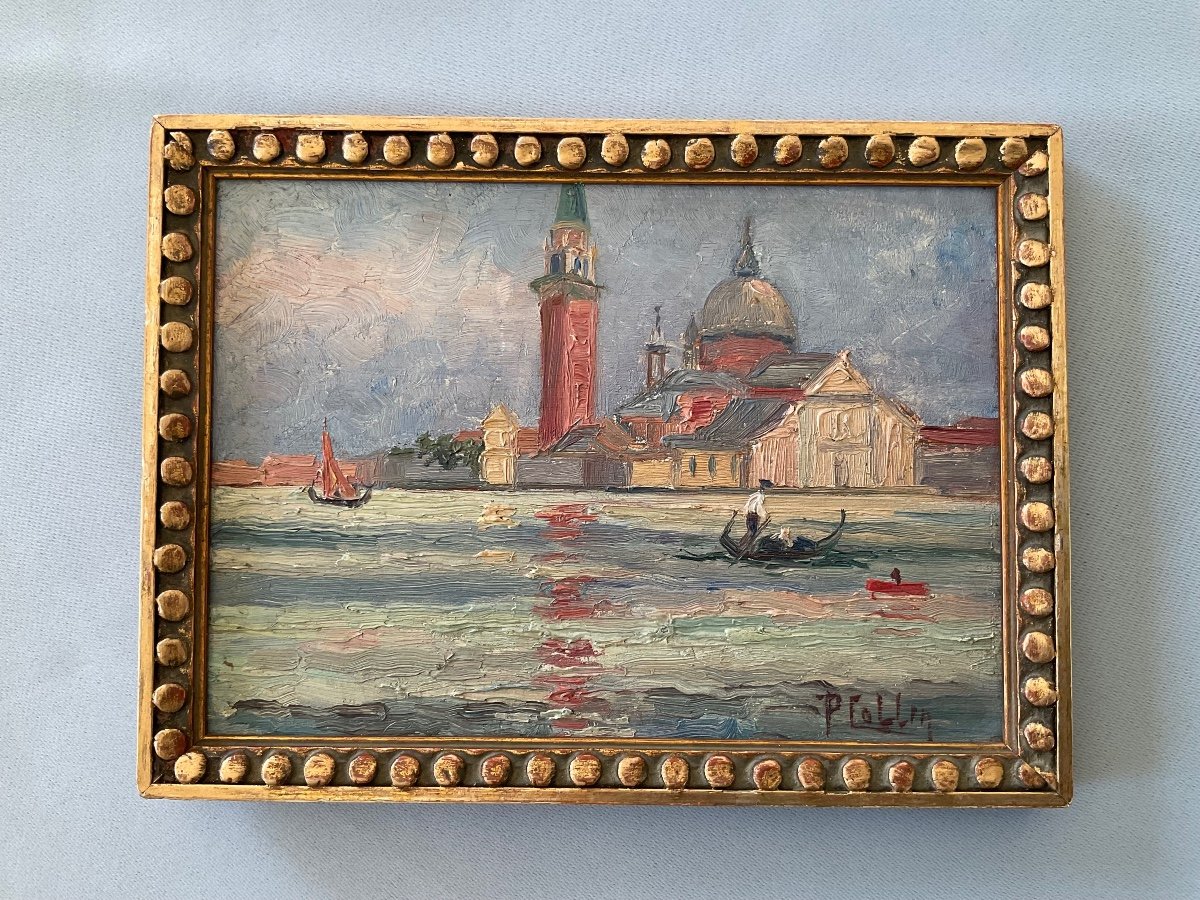 Venice Oil On Panel Late 19th Century -photo-6