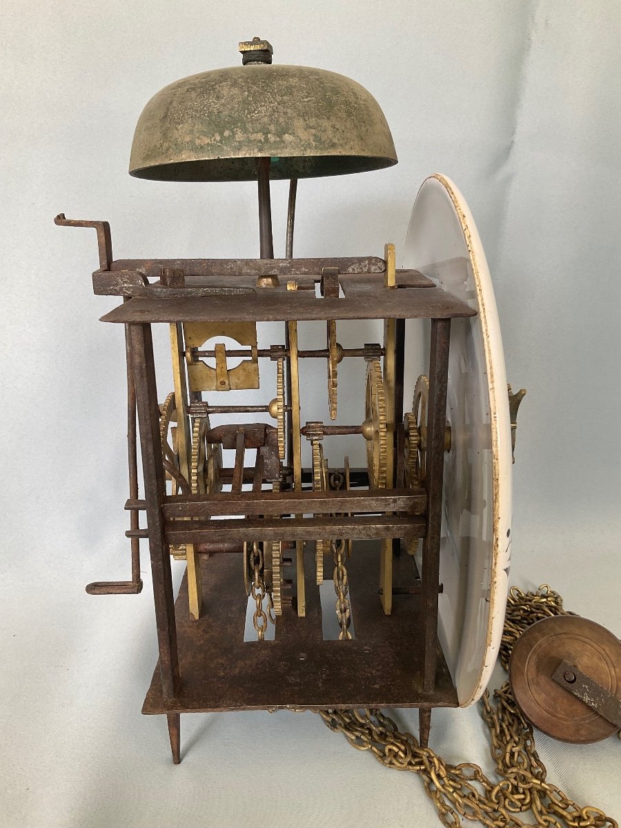 Small Clock Movement 18th Century Earthenware Dial -photo-2