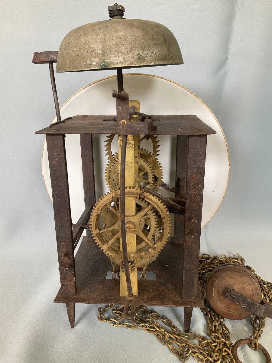 Small Clock Movement 18th Century Earthenware Dial -photo-3