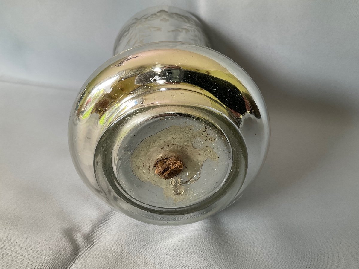 Vase En Verre Eglomisé  19éme Siècle -photo-4