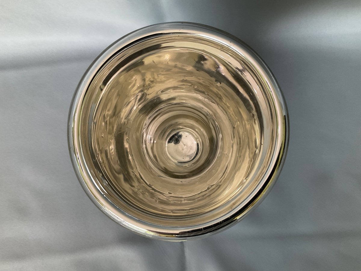 Vase En Verre Eglomisé  19éme Siècle -photo-3
