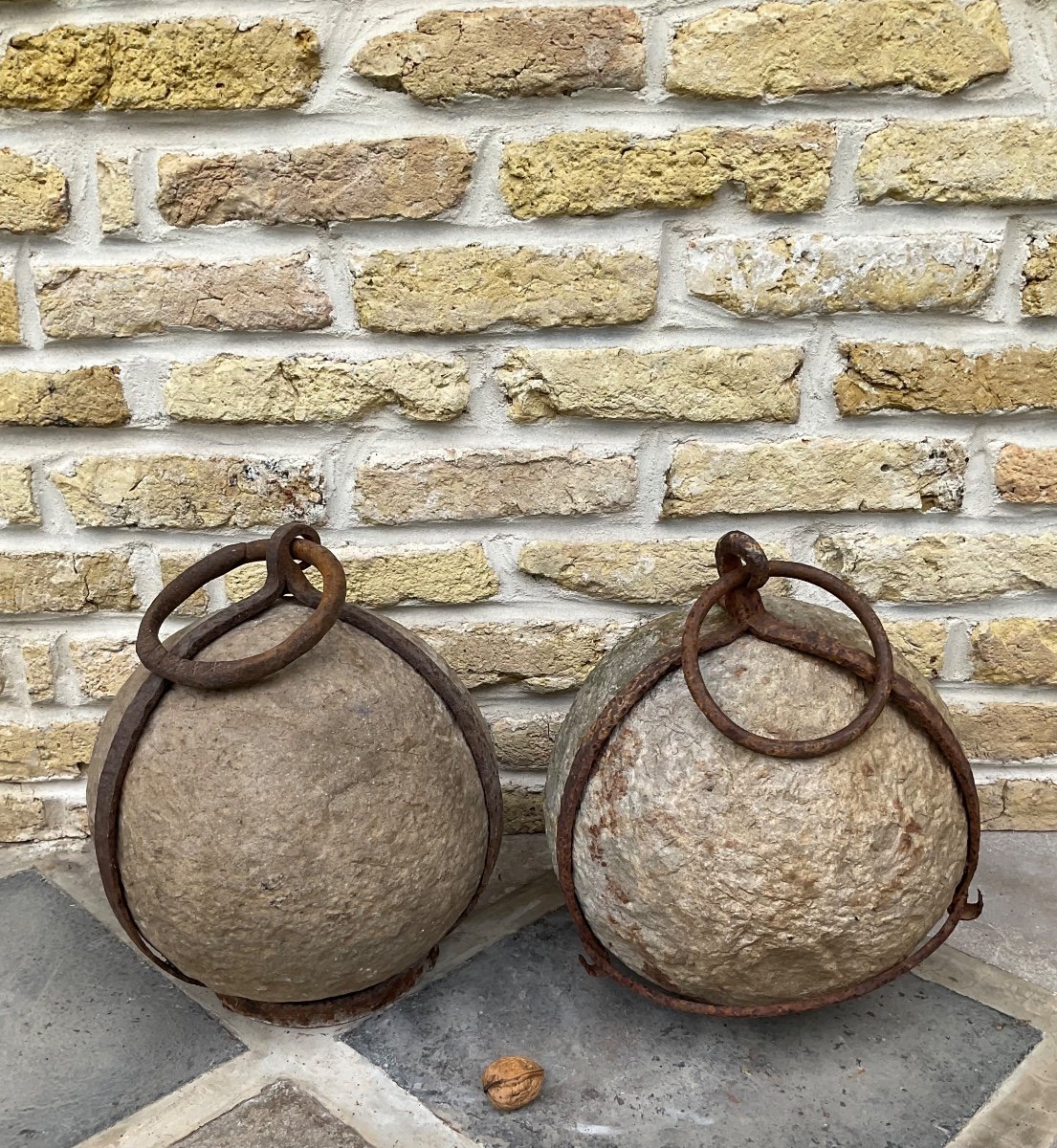 Pair Of Stone Balls 17th Century -photo-1