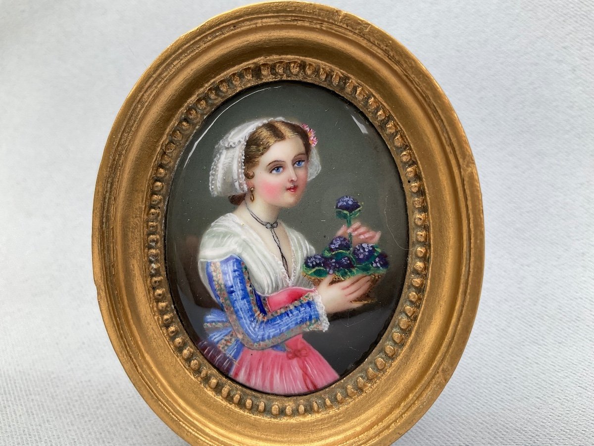 Miniature Jeune Fille Aux Violettes 19éme Siècle -photo-2