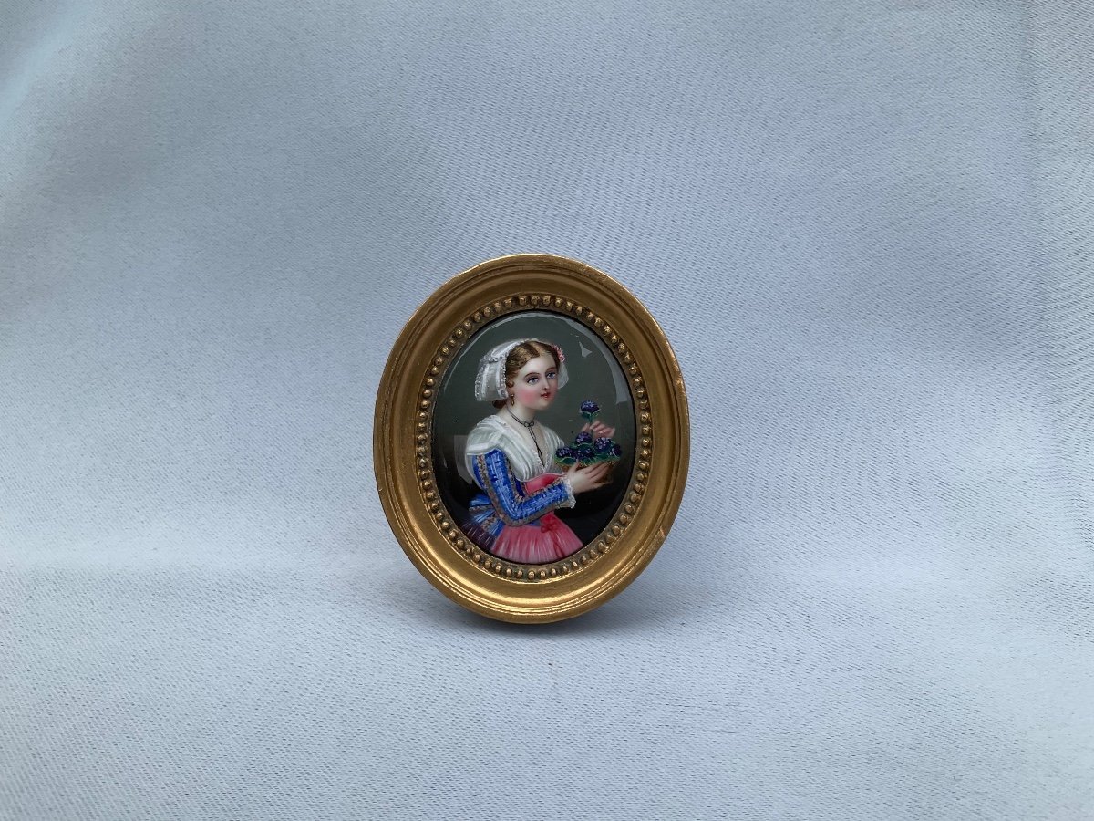 Miniature Jeune Fille Aux Violettes 19éme Siècle -photo-3
