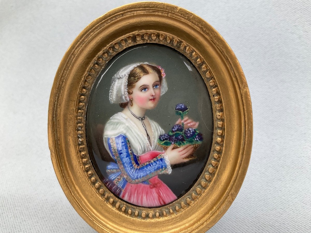 Miniature Jeune Fille Aux Violettes 19éme Siècle -photo-7