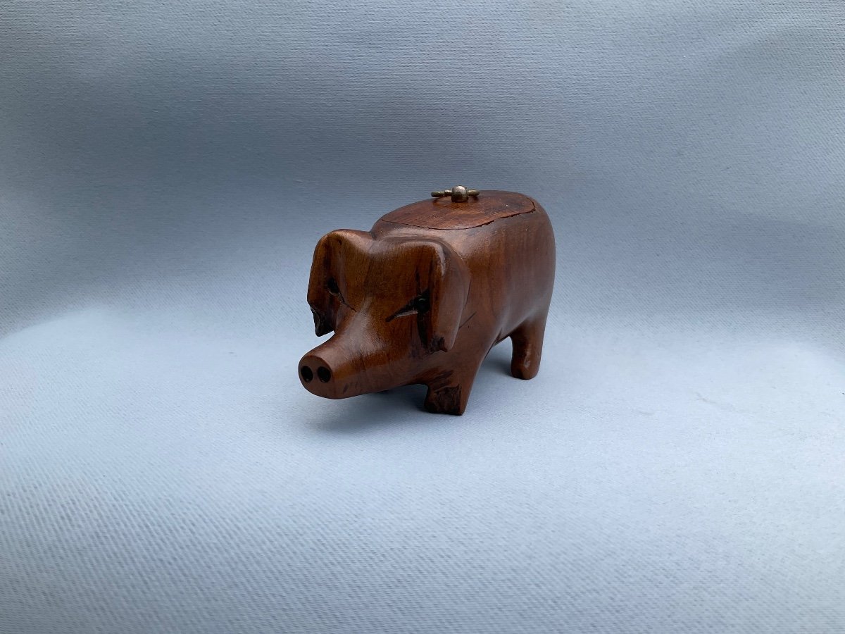 Snuff Box In Zoomorphic Fruit Wood 20th Century -photo-2