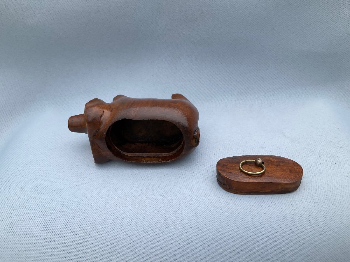 Snuff Box In Zoomorphic Fruit Wood 20th Century -photo-6