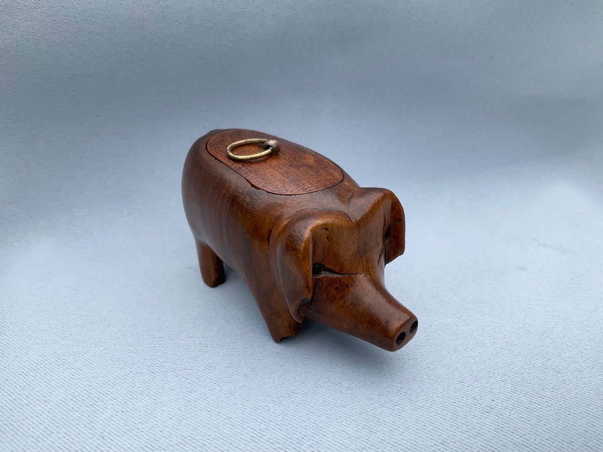 Snuff Box In Zoomorphic Fruit Wood 20th Century 