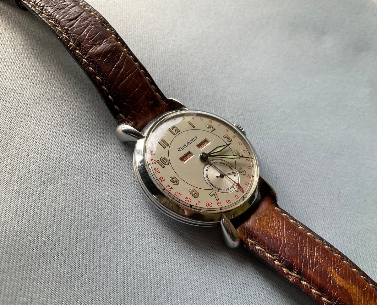 Jaeger Lecoultre Montre Bracelet Acier Triple Calendrier Année 1940-photo-4