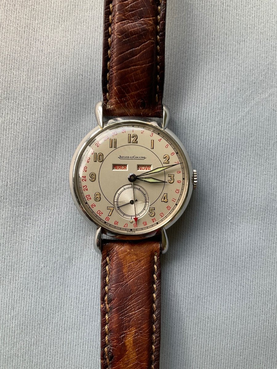 Jaeger Lecoultre Montre Bracelet Acier Triple Calendrier Année 1940-photo-8