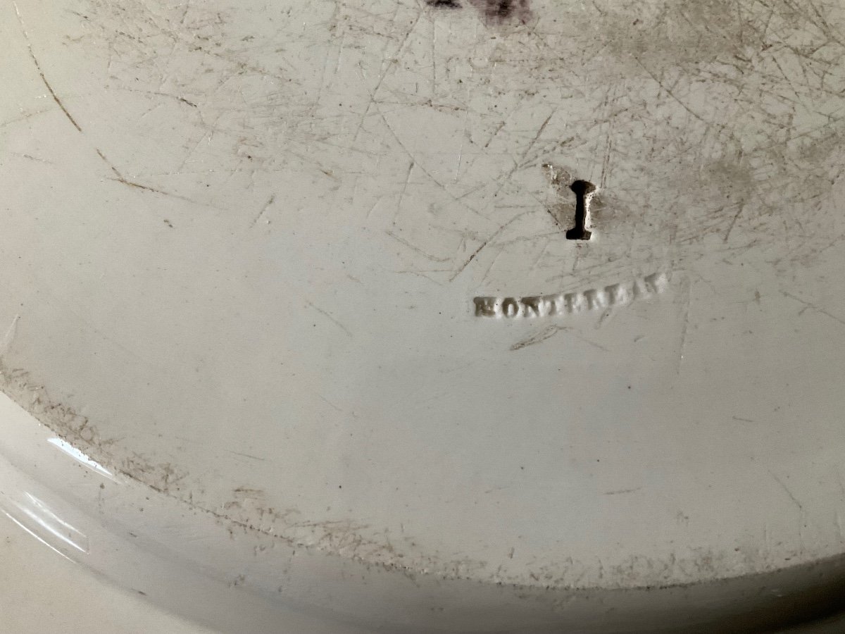 Montereau  Plat Sépia   < Fable de   La Fontaine > 19éme Siècle -photo-4