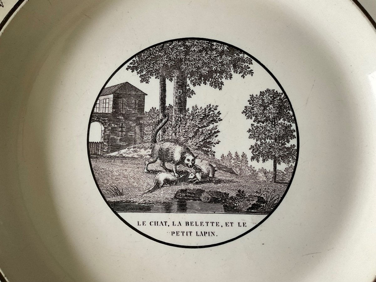 Montereau  Plat Sépia   < Fable de   La Fontaine > 19éme Siècle -photo-6