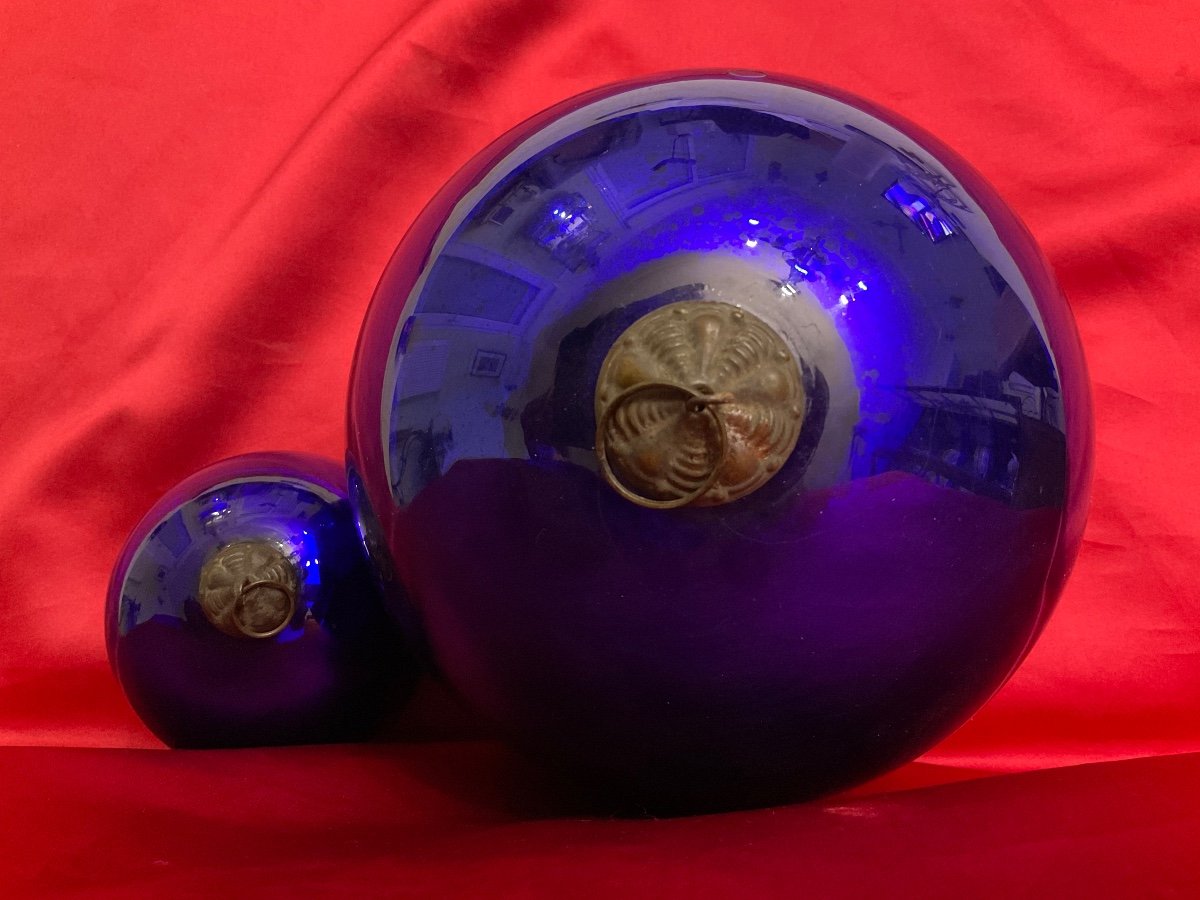 Boules De Pardon En Verre Eglomisé 19éme Siècle -photo-2