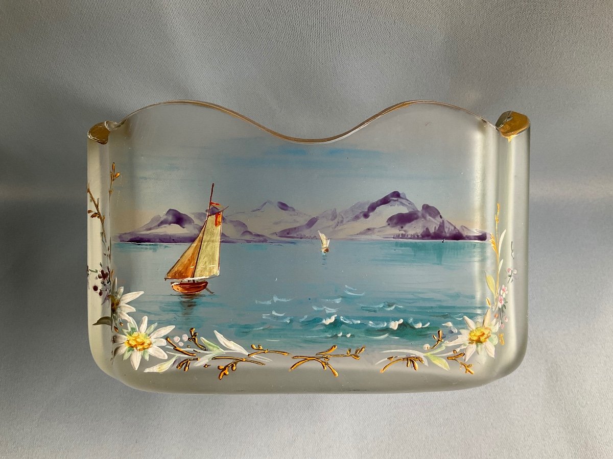 Montjoye Legras Frosted, Enamelled Jardinière, Late 19th Century -photo-3