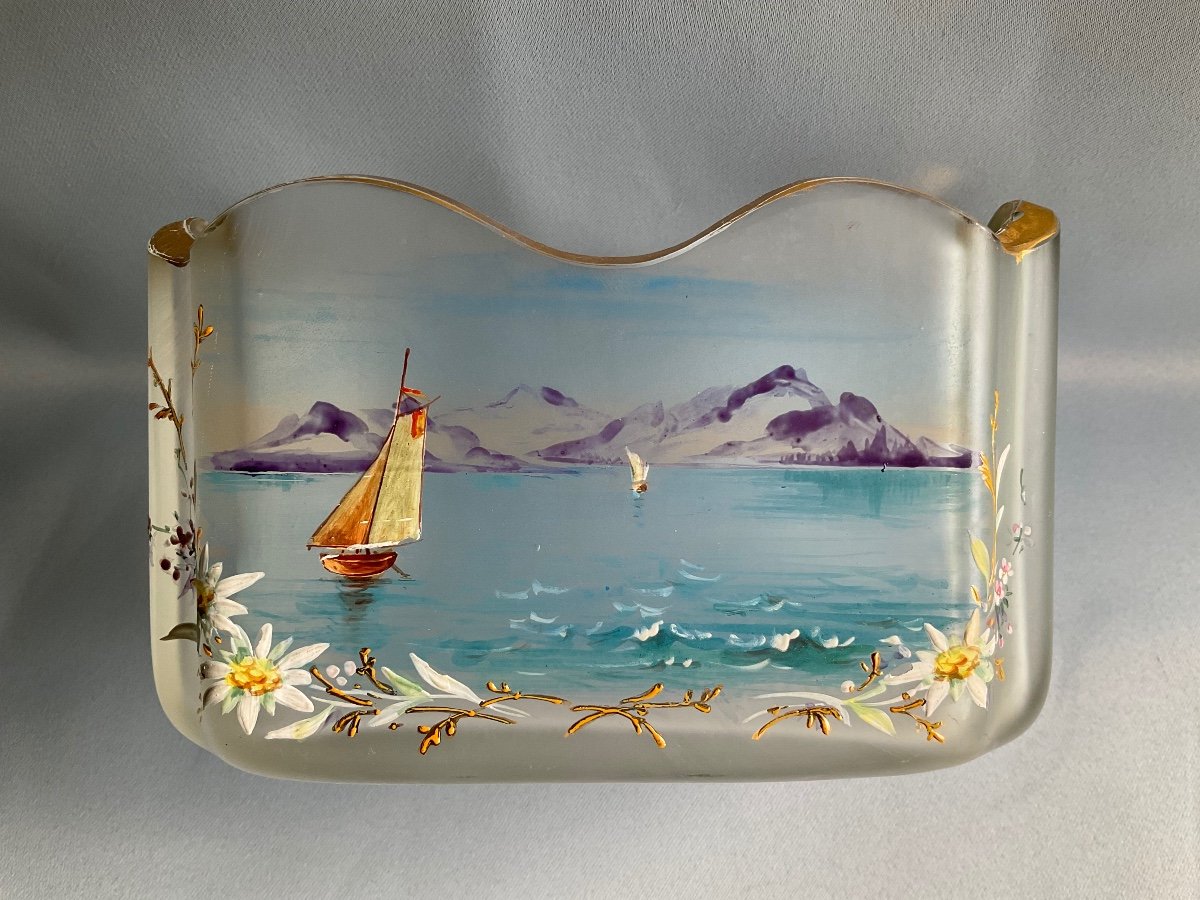 Montjoye Legras Frosted, Enamelled Jardinière, Late 19th Century 