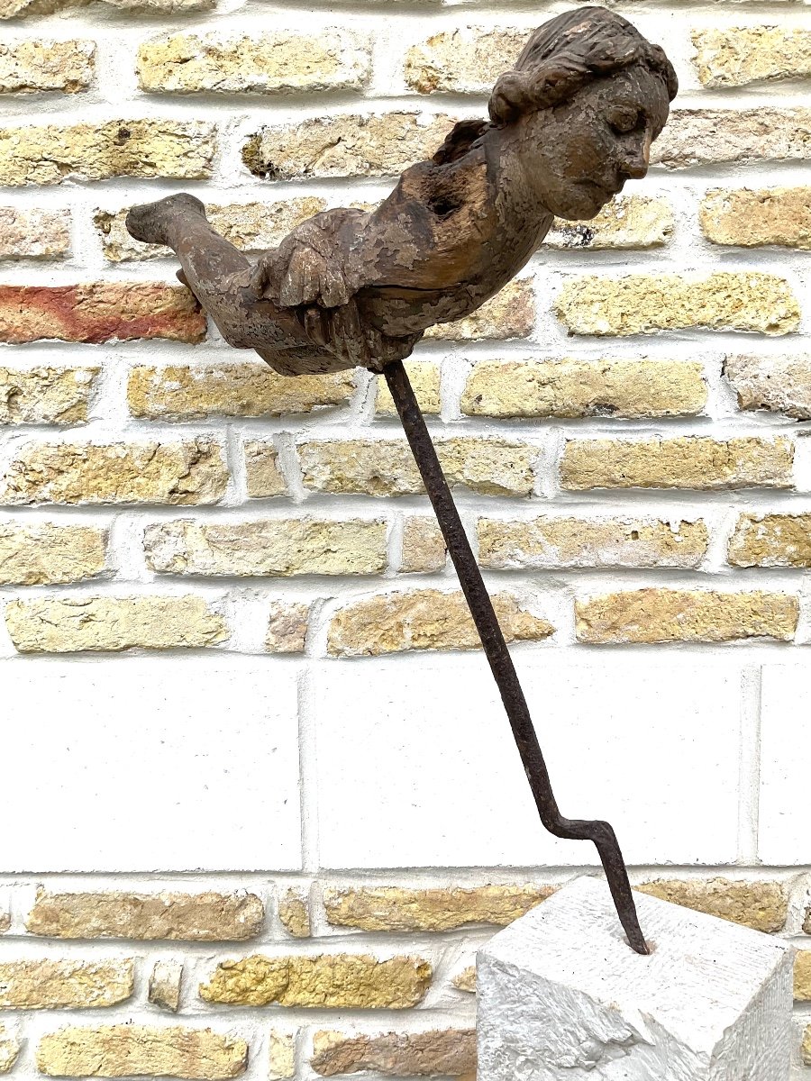 Sculpted Angel From The Gothic Period, North Of France-photo-6