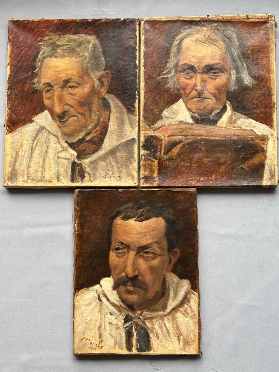 Ensemble De 3 Portraits qui sont des Etudes  De L . Chuzin Artiste De La Fin Du 19éme Siècle -photo-5