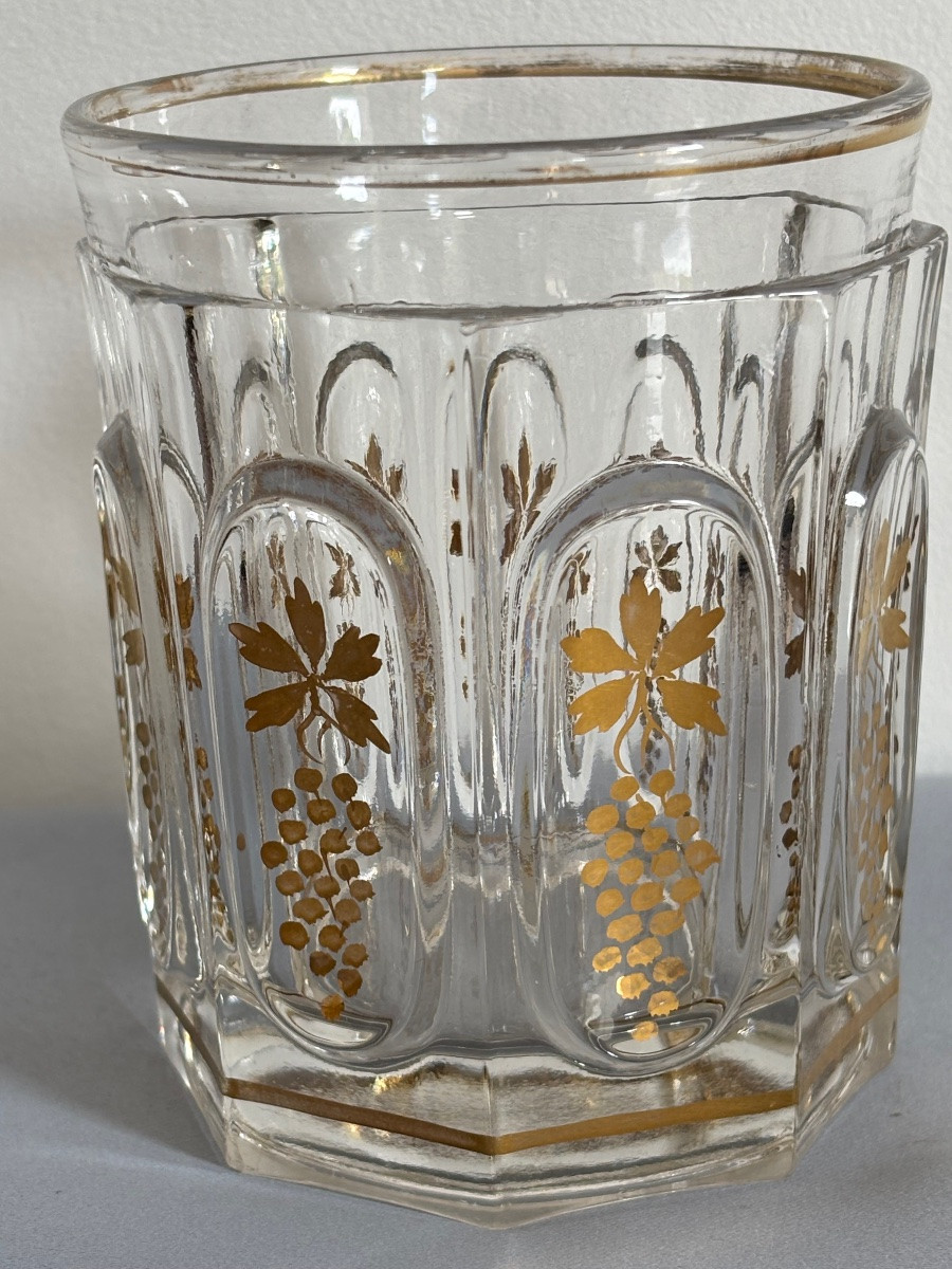 Verre Charles X doré à facettes 19éme Siècle -photo-2