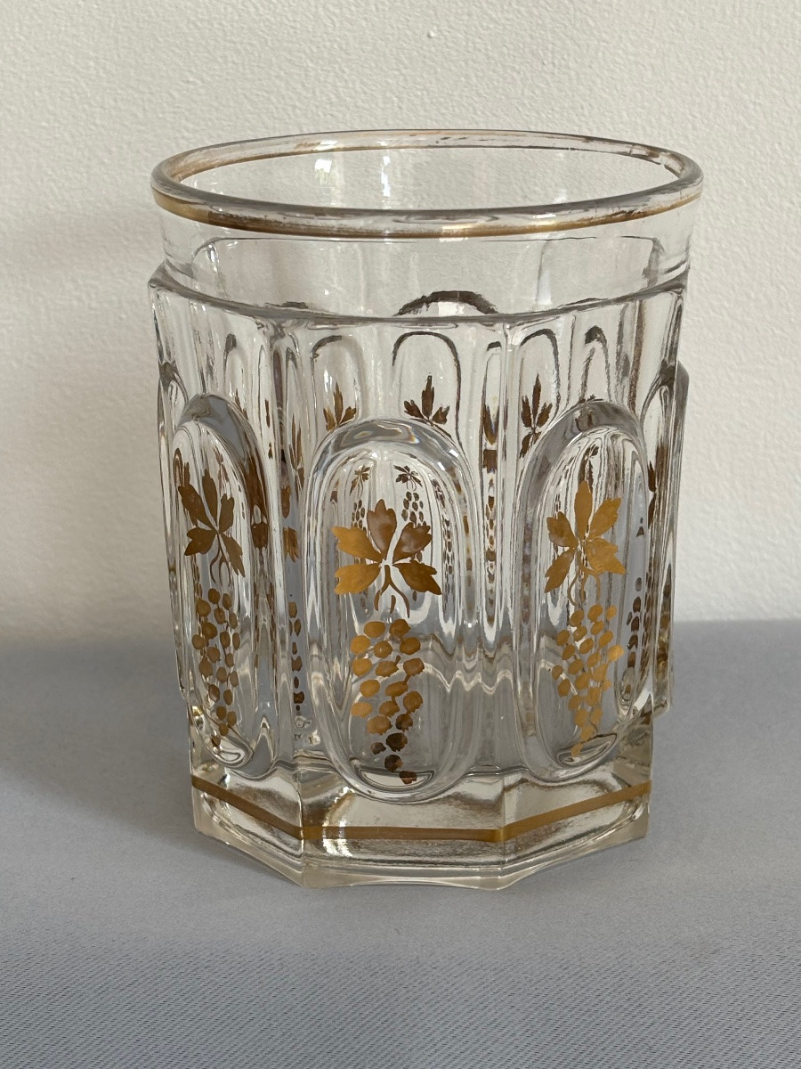 Verre Charles X doré à facettes 19éme Siècle -photo-2
