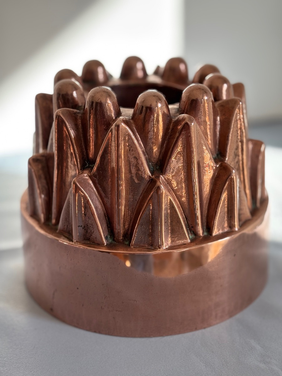 19th Century Hammered And Tinned Copper Cake Mold -photo-6