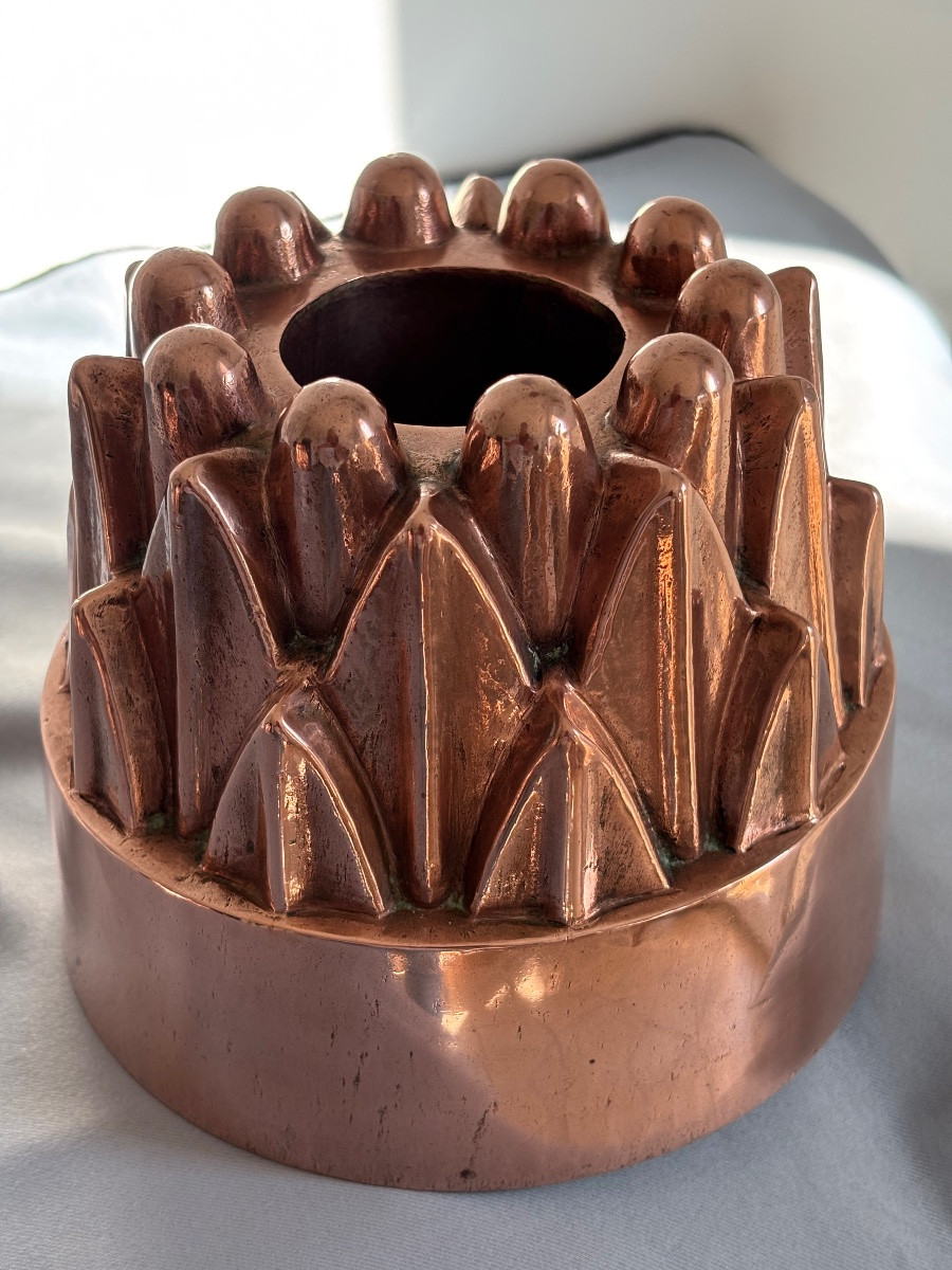 19th Century Hammered And Tinned Copper Cake Mold -photo-7