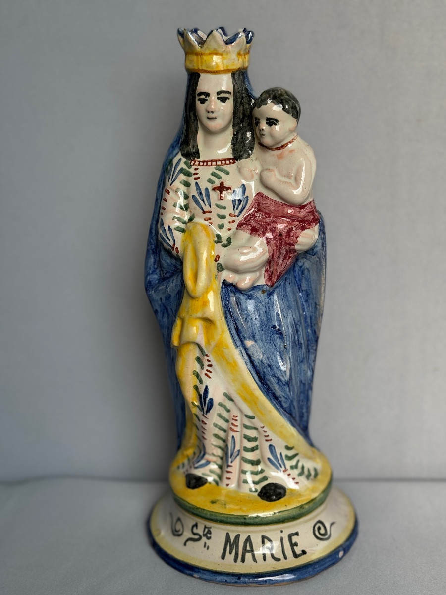 Quimper Virgin In Earthenware 19th Century -photo-1