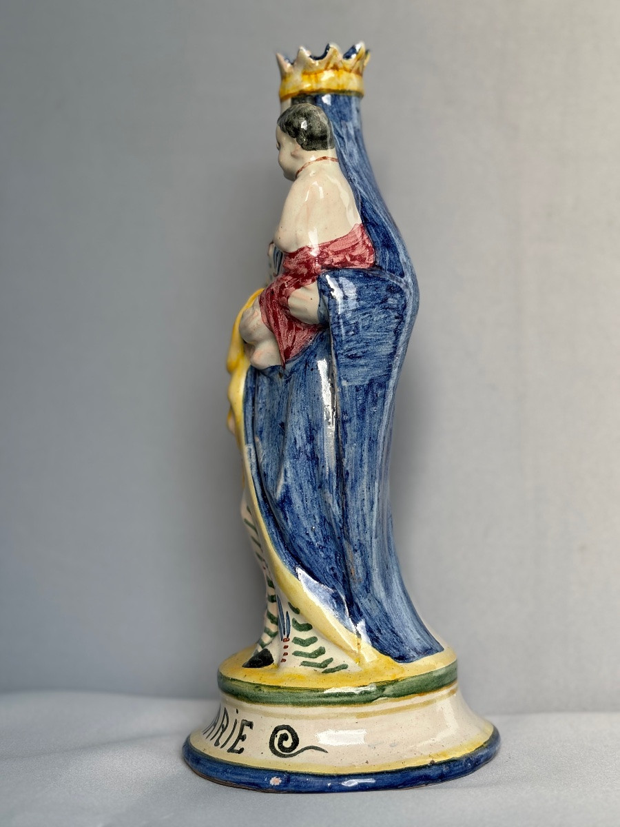 Quimper Virgin In Earthenware 19th Century -photo-4