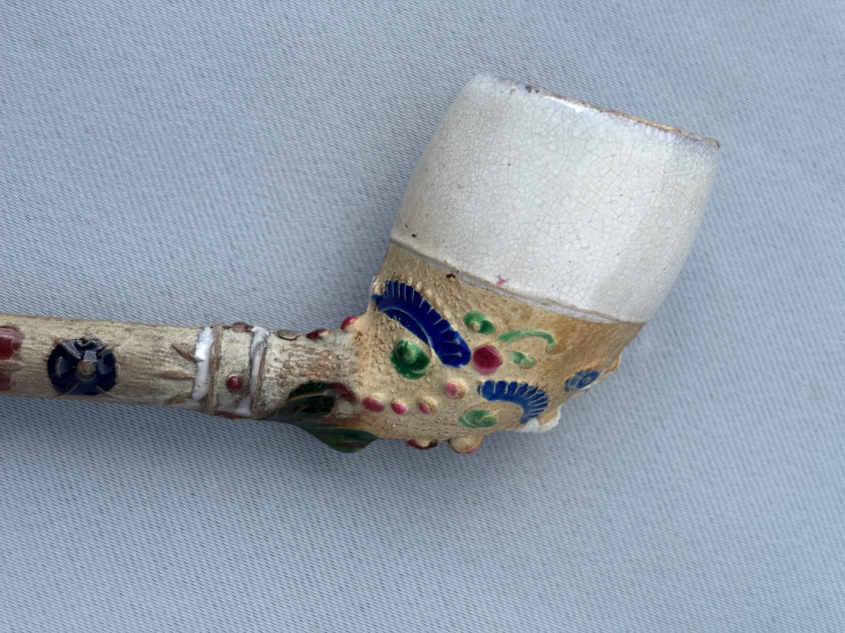 Pipe St Omer en terre L . Fiolet  19éme Siècle -photo-3