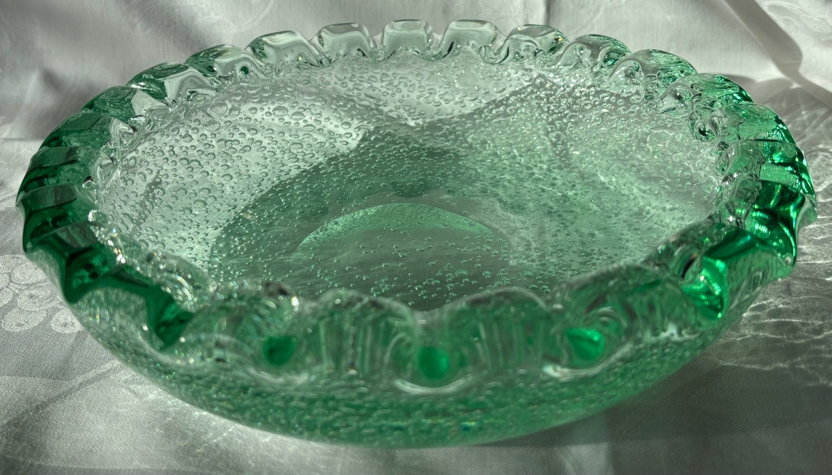 Daum Cut In Art Deco Bubbled Crystal -photo-3