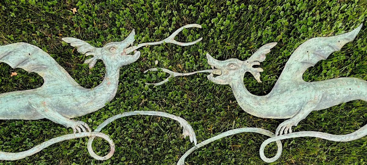 Two Ornamental Winged Dragons From The Early 19th Century 