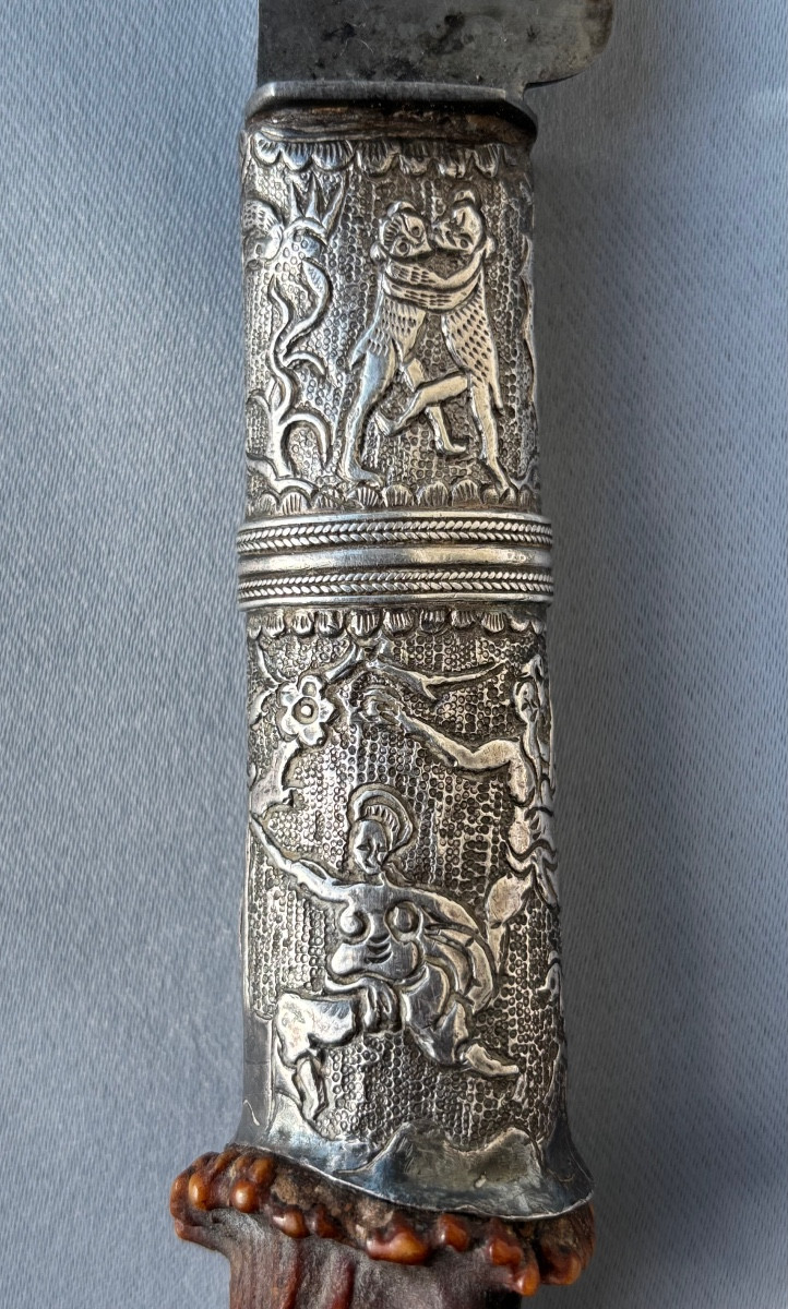 Nécessaire de chasse en argent et corne 19éme Siècle -photo-2
