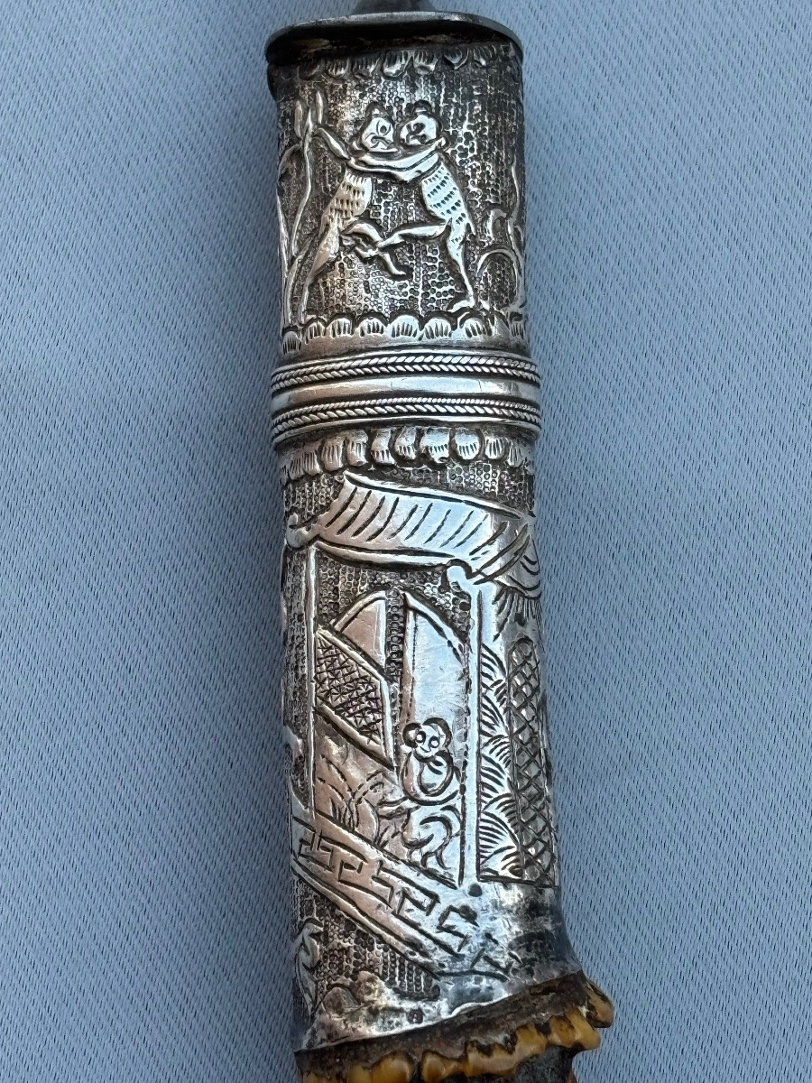 Nécessaire de chasse en argent et corne 19éme Siècle -photo-2