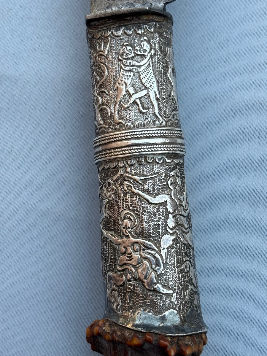 Nécessaire de chasse en argent et corne 19éme Siècle -photo-6