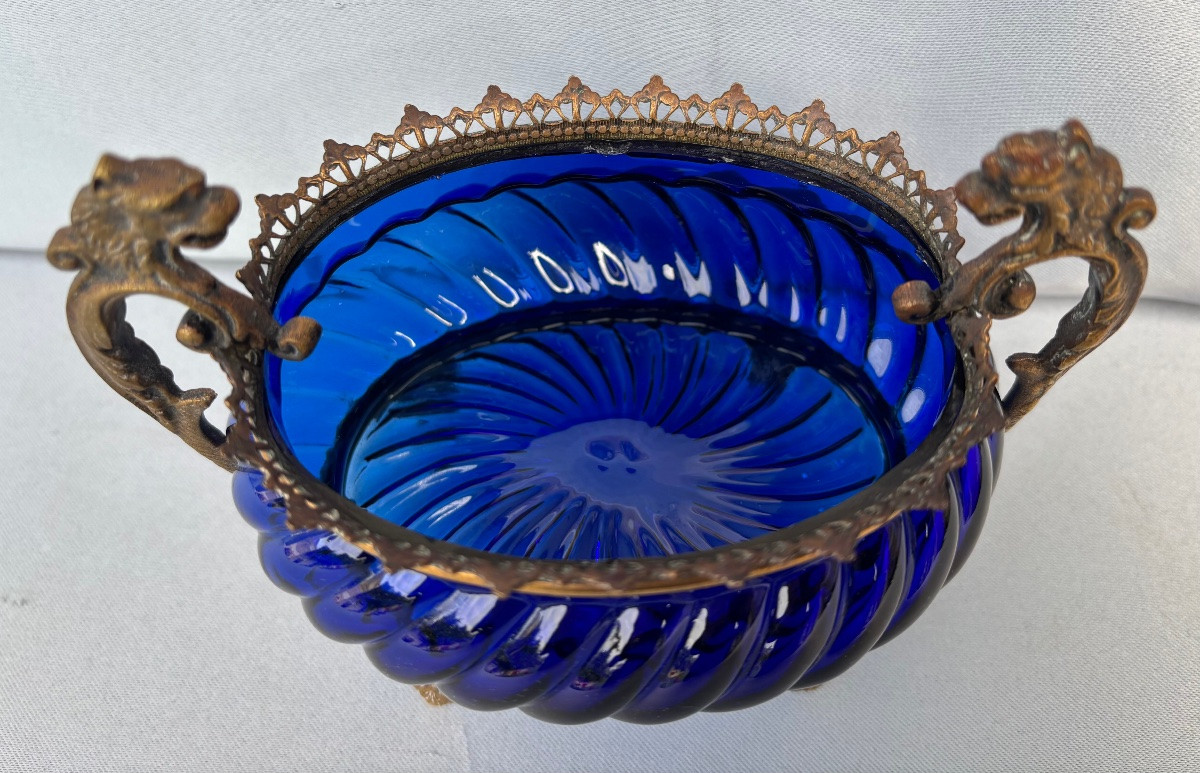 19th Century Cobalt Blue Glass Empty Pocket-photo-2